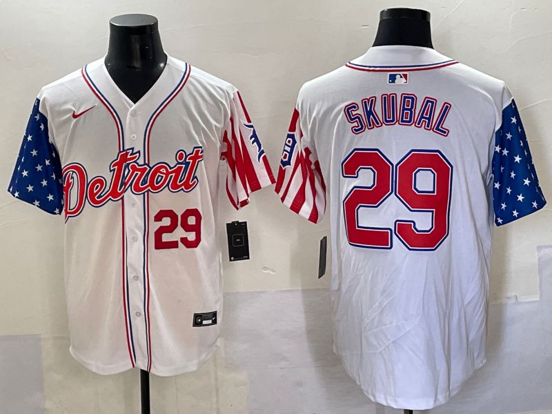 Men Detroit Tigers 29 Skubal White a generation of national flags Jointly Name 2025 Nike MLB Jersey style 2